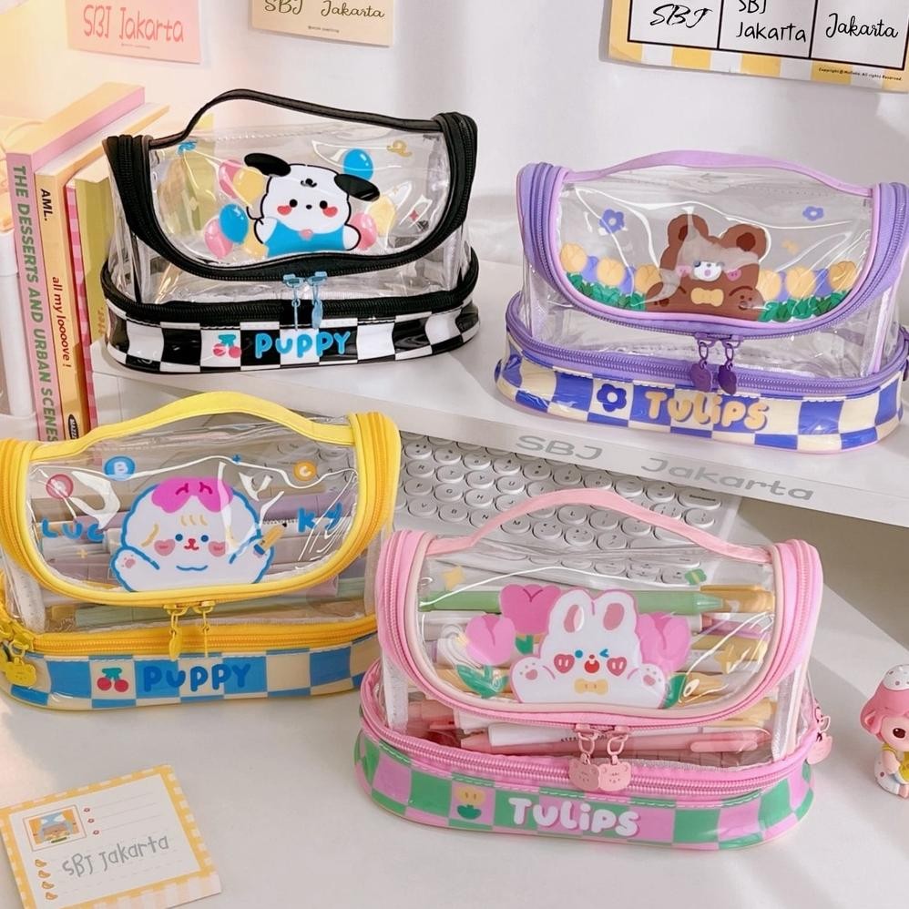 

PROMO Tempat pensil anak perempuan cewek Pencil case kapasitas besar waterproof Puppy Tulips Na-138