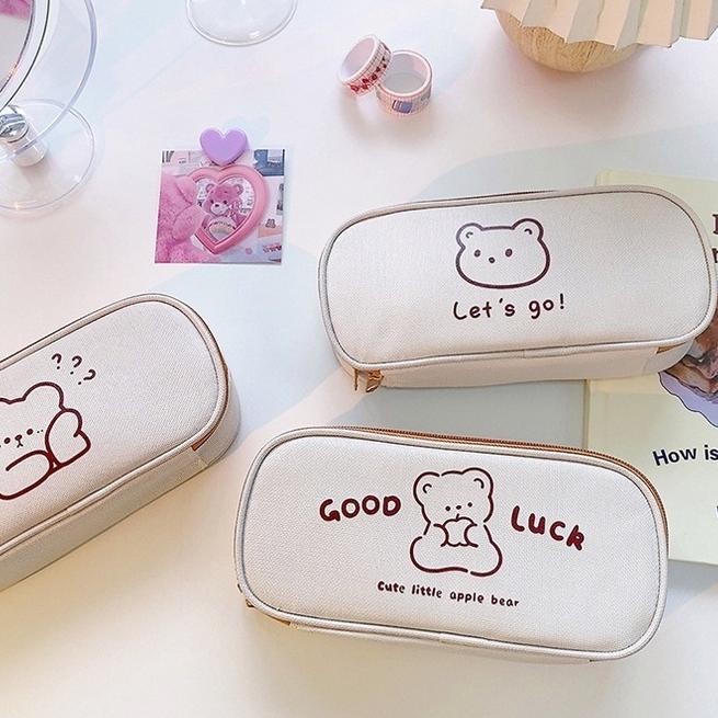 

COD Mismi Annette Pencil Case Kotak Pensil Cute Bear Sekolah Perempuan Trendy - K1A gh-56