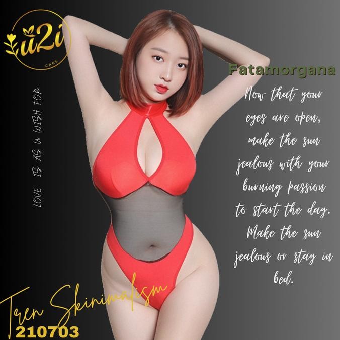 TERBARU u2i 210703 Sexy Lingerie High-cut Bodysuit Onepiece Bikini