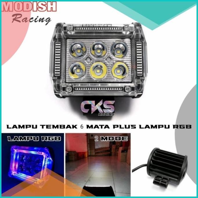 Lampu Tembak Sorot 6 Mata Strobo LED 4 Mode Mata Senja Universal 140B