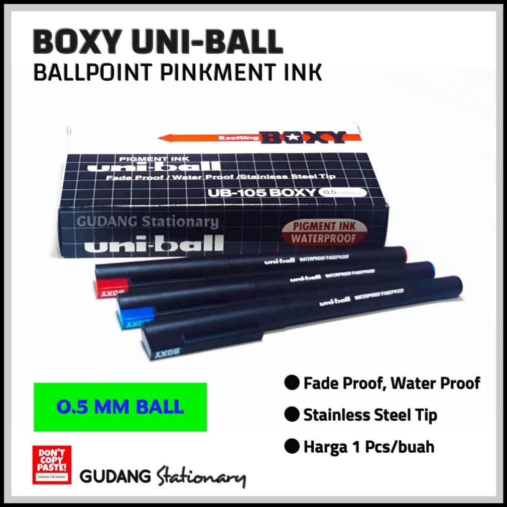 

Promo Hemat! Ballpoint Pigment Ink UB-105 BOXY Hitam [ 1 Piece ] Viral