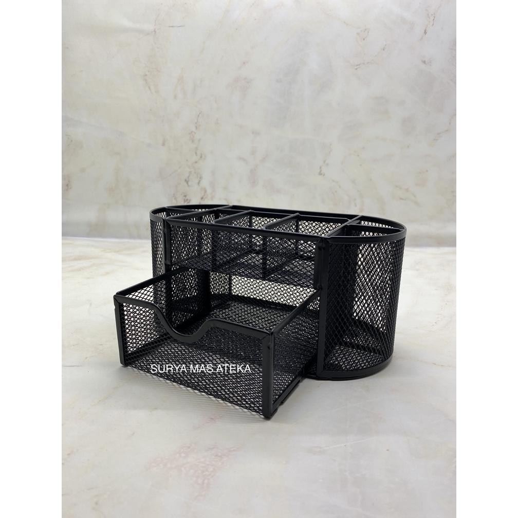 

ORIGINAL Desk Set/ Tempat Pensil Sekat Jaring Hitam with Drawer [CS099] Am67
