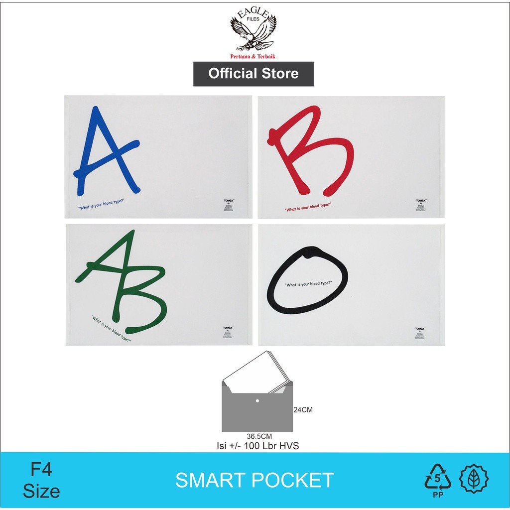 

Map Kancing Plastik F4 TOMEX Smart Pocket Map Plastik Kancing Motif BLOOD TYPE