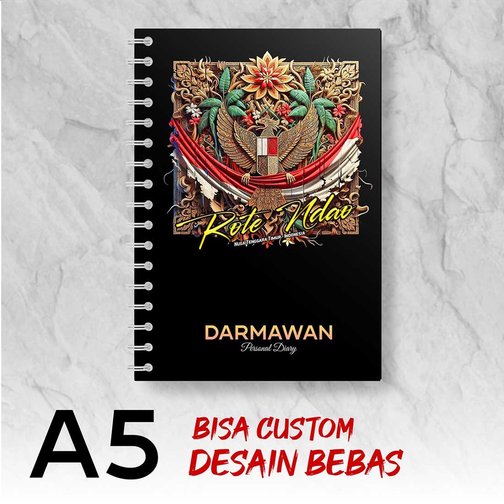 

Blocknote A5 Notebook Custom ROTE NDAO - NTT Desain Bebas - Spiral Kawat - BAAX3