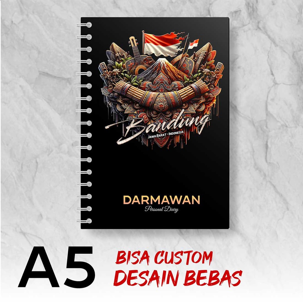 

Blocknote A5 Notebook Custom BANDUNG - JAWA BARAT Desain Bebas - Spiral Kawat - BDGX1