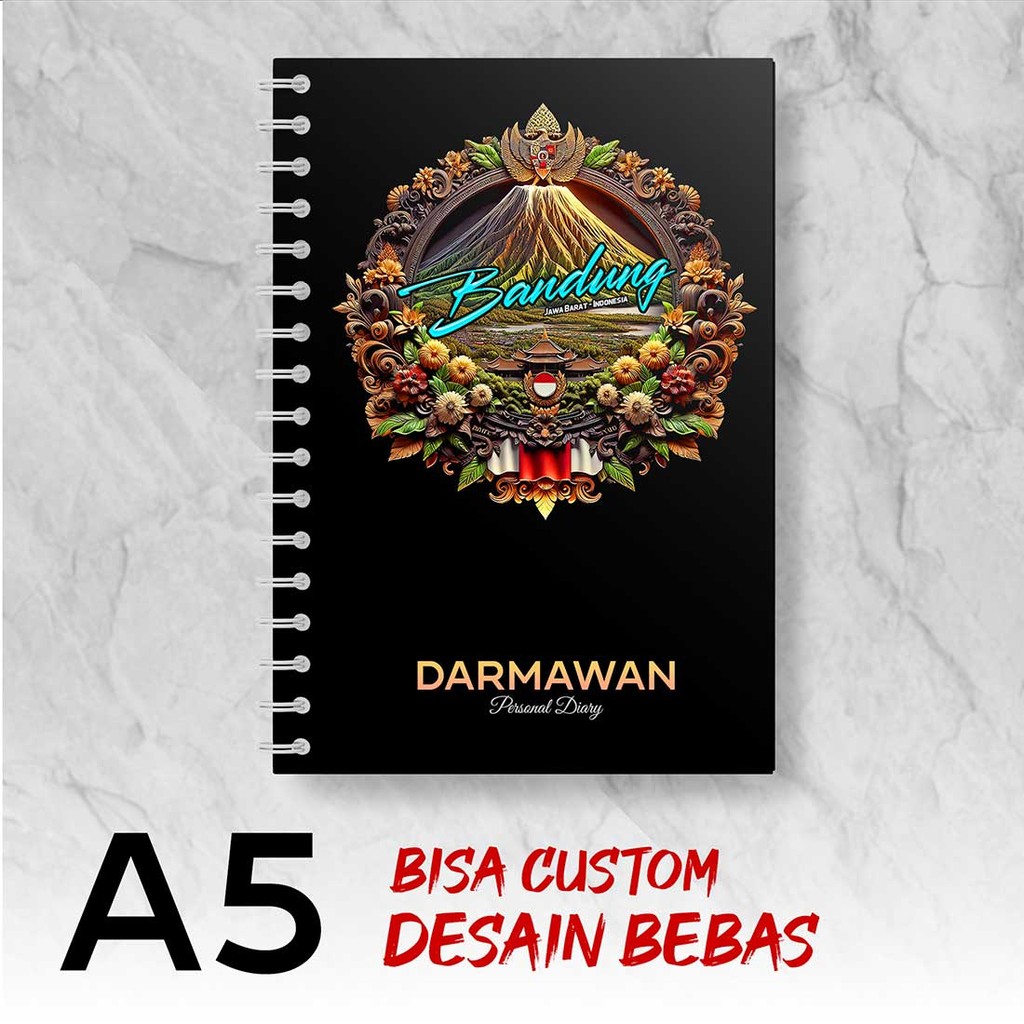 

Blocknote A5 Notebook Custom BANDUNG - JAWA BARAT Desain Bebas - Spiral Kawat - BDGX3