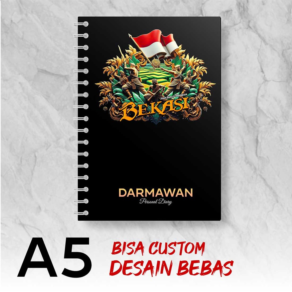 

Blocknote A5 Notebook Custom BEKASI - JAWA BARAT Desain Bebas - Spiral Kawat - BEKS1X6