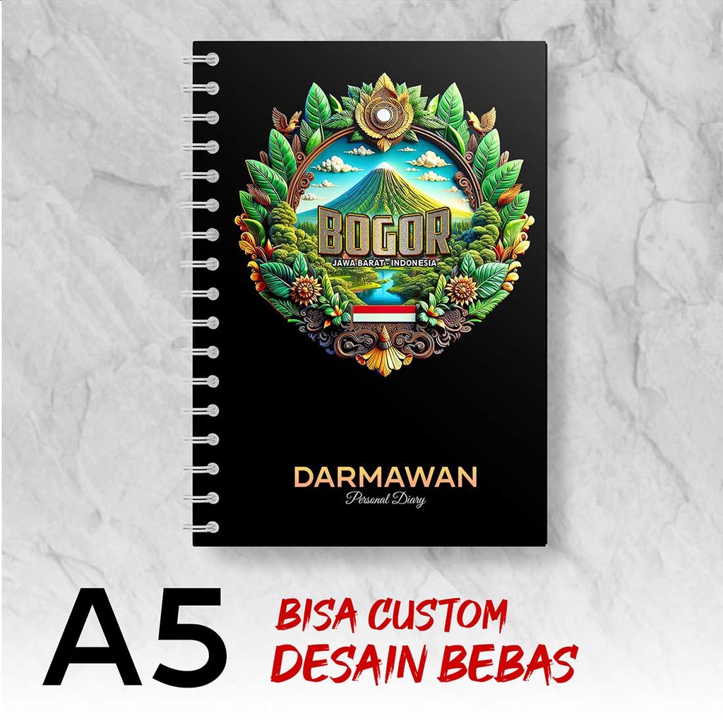 

Blocknote A5 Notebook Custom BOGOR - JAWA BARAT Desain Bebas - Spiral Kawat - BGRX4
