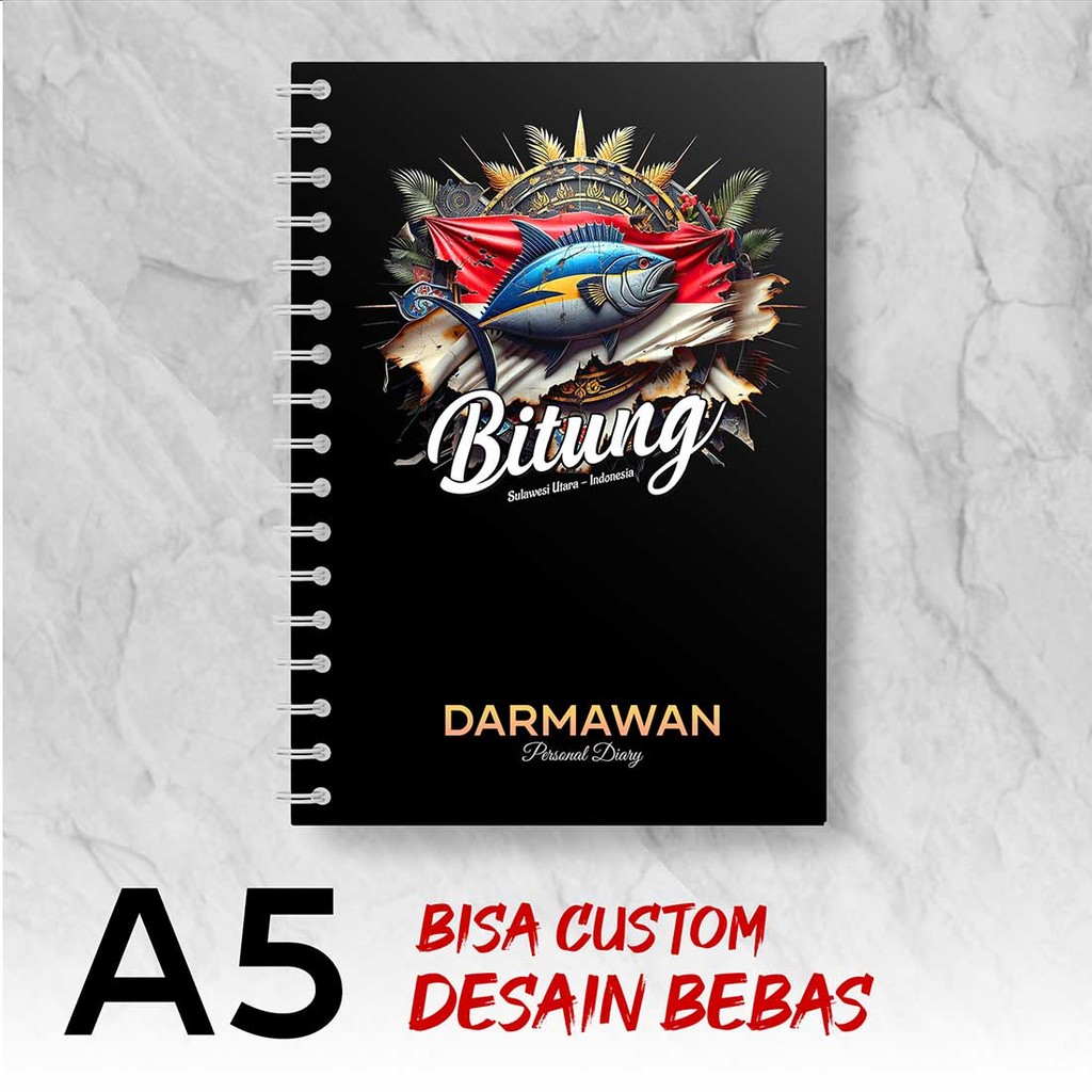 

Blocknote A5 Notebook Custom BITUNG - SULAWESI UTARA Desain Bebas - Spiral Kawat - BITX3