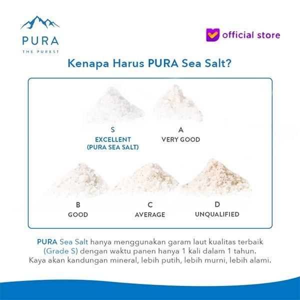 

Pura Sea Salt (300Gr) 3 Pcs - Garam Laut - Garam Organik - Garam Sehat - Adelineez