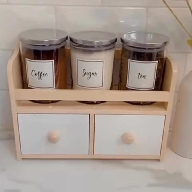 Rak tempat bumbu dapur / rak toples gula teh kopi / rak makeup kosmeti GTM