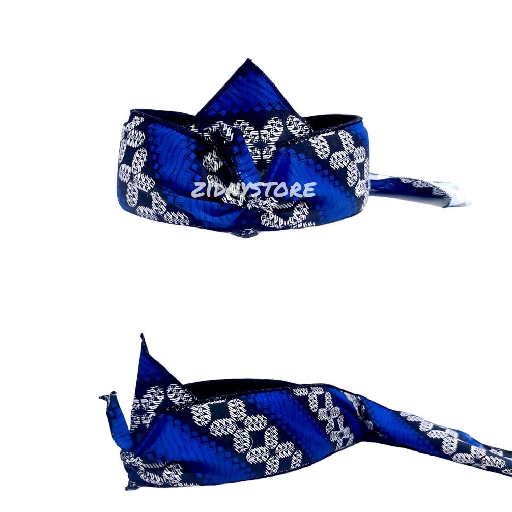 Iket Sunda- Iket Sunda Iket Batik Iket Totopong Terbuka Tradisional Biru Hitam Kecil Trend
