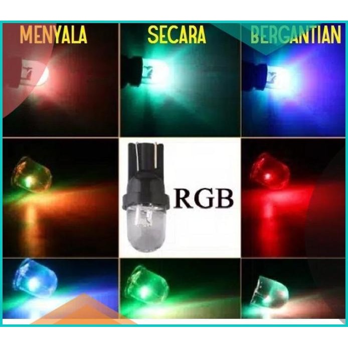 lampu sein led senja T10 Rgb Pelangi 7 Warna Warni U/ Mobil Motor 12v