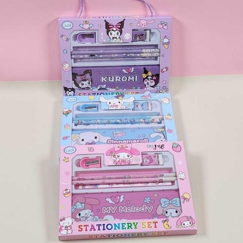 

yt- SET ALAT TULIS SANRIO VIRAL SET 6 IN 1 STATIONERY SET KOTAK PENSIL ANAK SET Premium