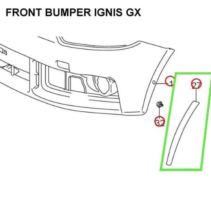 Bumper Guard Mobil Moulding Spoiler List Bumper Depan Suzuki Ignis GX ASLI SGP