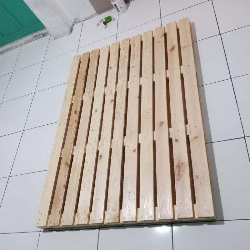 Alas Kasur Kayu Pallet 140x200x3 Dipan Lipat Lesehan Palet Jati Belanda