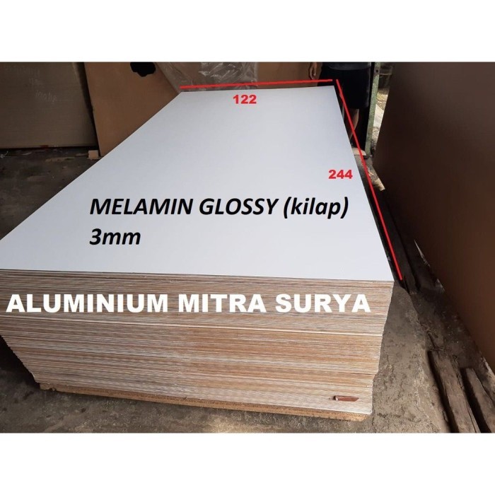 Haehae Melamin 3Mm Putih Kilap Glossy 122X244 Triplek Multiplek Plywood White