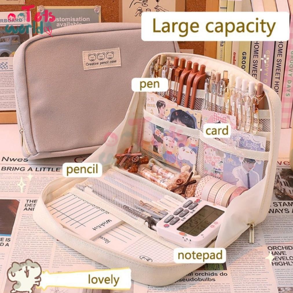 

dg-4 Tempat pensil alat tulis Kreatif multifungsi tas perlengkapan kantor dan anak sekolah | kotak pensil perlengkapan kantor stationary bag Viral