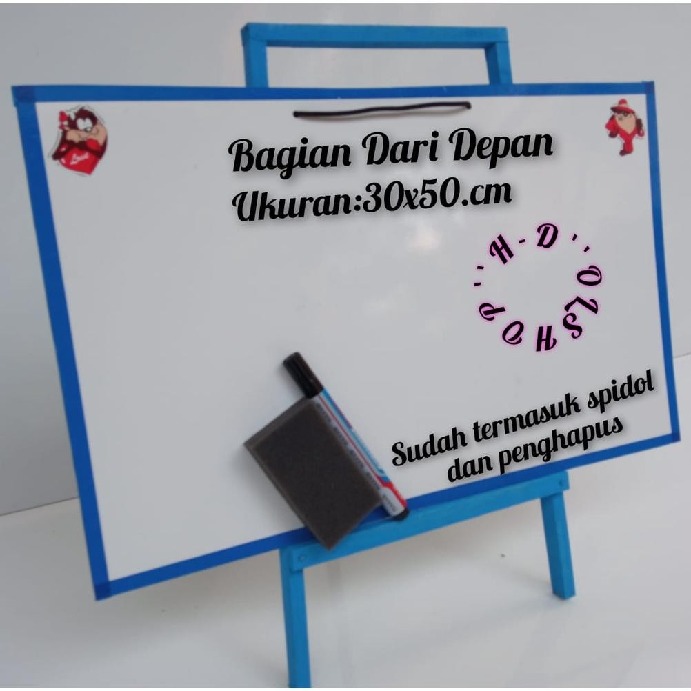 

bas-12 papan tulis anak white board dengan penyangga karakter ukuran 30x50 Premium