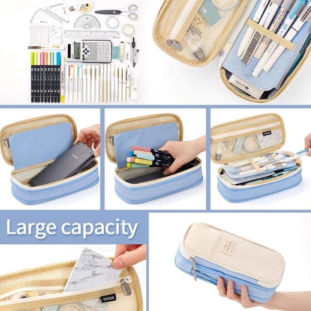 

uk-75 Angoo Kawaii Pencil Cases Large Capacity Pencil Bag Pouch Holder Box for Girls Office Student Stationery Organizer School Supplies Murah