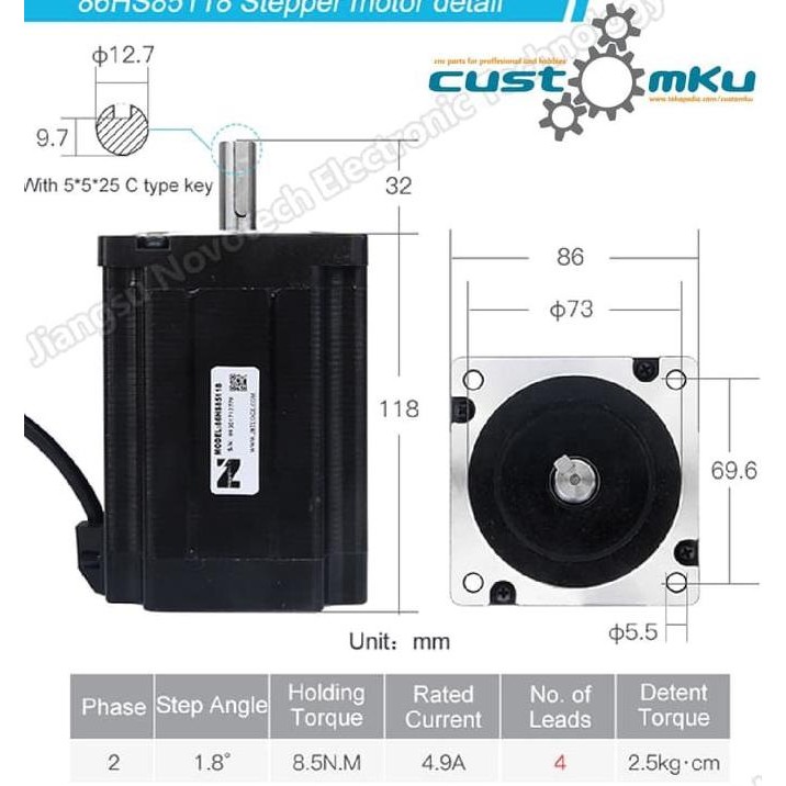 Paket Stepper Motor Nema34 + Driver 7208S Cnc Router Mill Kualitas Premium