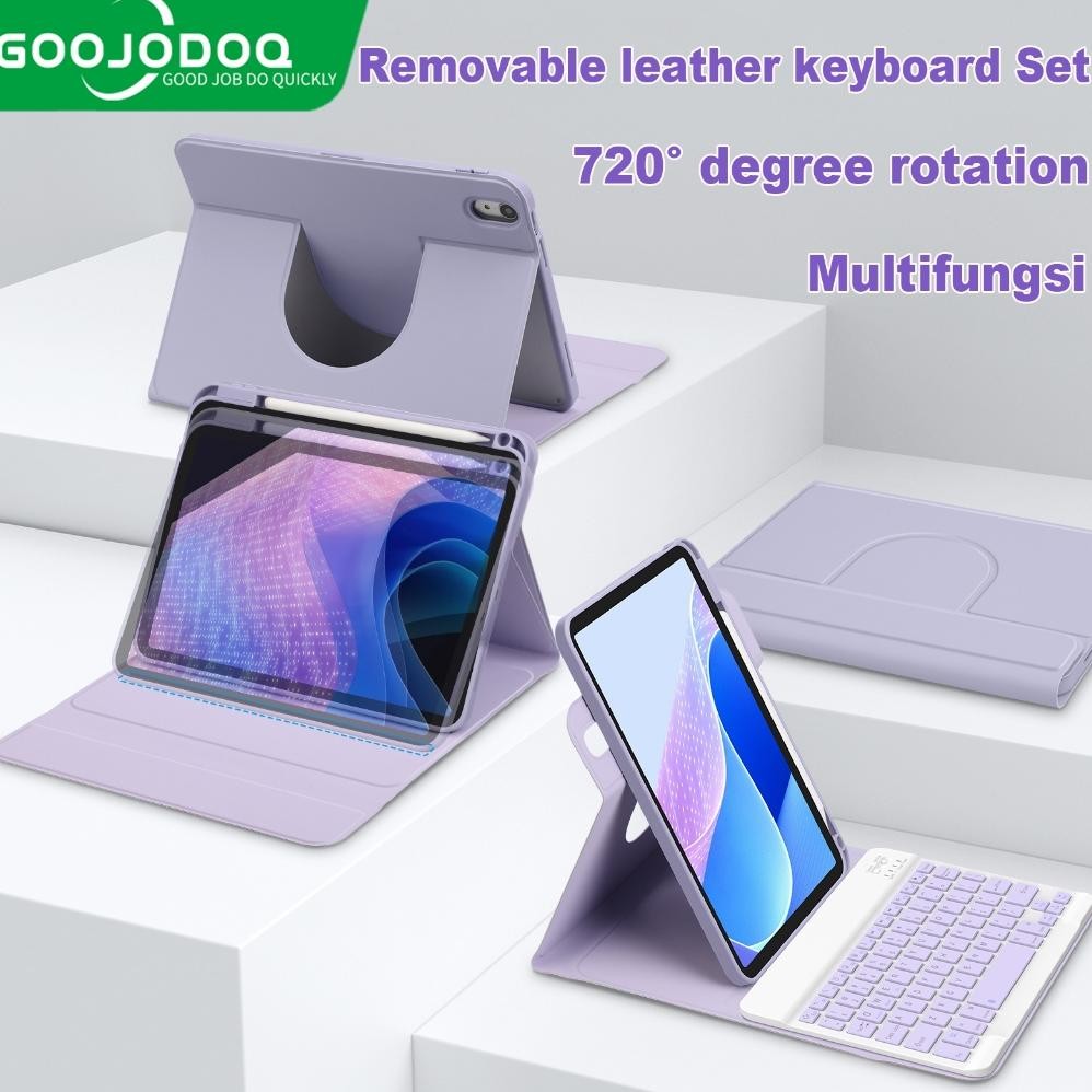 (POTONGAN HARGA) GOOJODOQ For iPad Case bluetooth Keyboard and Mouse Set magnetic 720 rotation iPad 