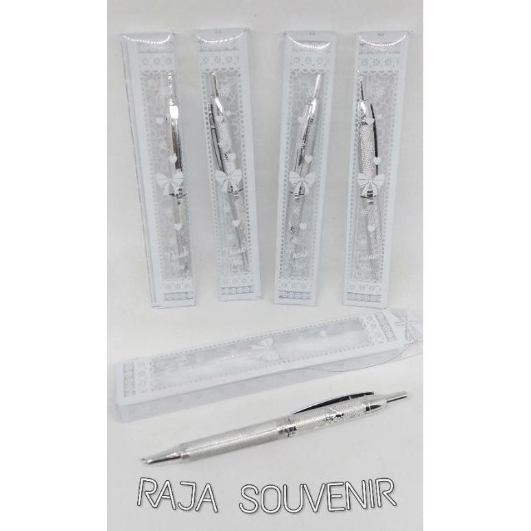 

g-24 ISI 50 SOUVENIR PULPEN PERAK KEMAS MIKA SOUVENIR PULPEN MURAH PULPEN SILVER MURAH Premium