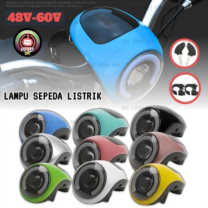 Lampu Sepeda Listrik Indikator Baterai Kunci Kontak 48V - 60V - Bulat Original