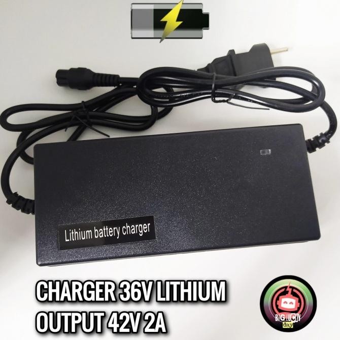 Charger 36V Lithium 42V 2A Cas Casan Scooter Sepeda Listrik Sparepart Original