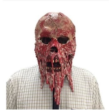 populer] Topeng seram hantu zombie tengkorak daging meleleh latex halloween