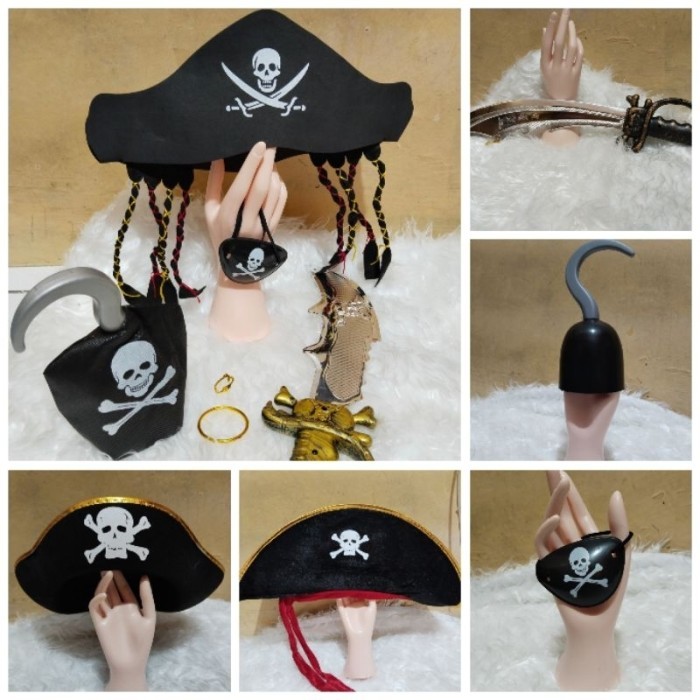 $$$$] Bajak Laut Pirate set Topi Bajak Laut/Aksess Bajak Laut / Pirate Captain Hat Skull Topi Bajak