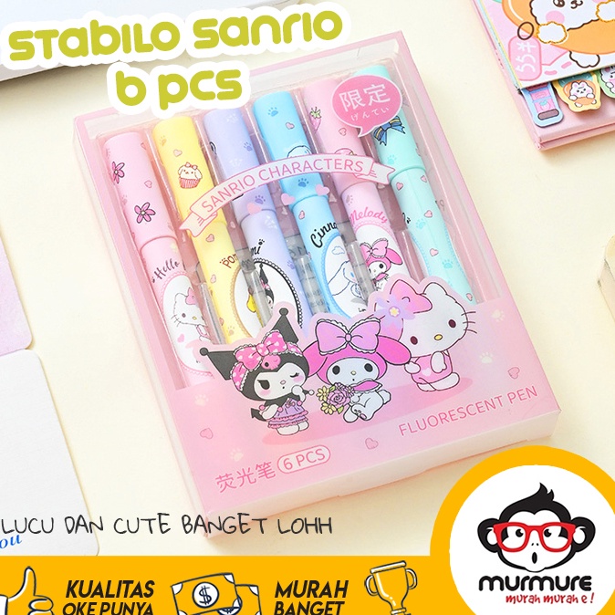 

❁#Sale➜ MURMURE | STABILO SANRIO ISI 6PCS HIGHLIGHTER SET KUROMI MYMELODY KITTY R39