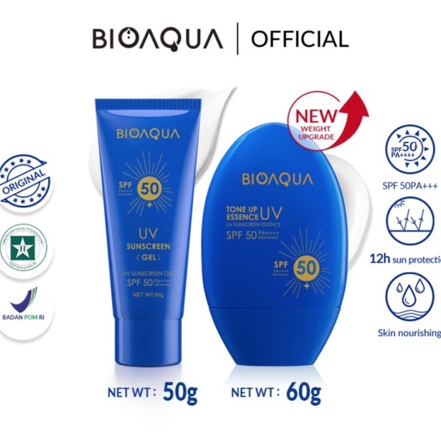 Stok Banyak ORIGINAL BIOAQUA UV Sunscreen Essence SPF 50 PA++++ 60g sunscreen wajah / Bio Aqua Tone 