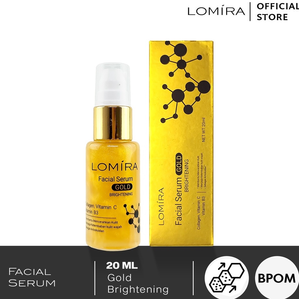 ←➲❊✩ LOMIRA Facial Serum Gold Brightening 20 ML Serum Wajah Mencerahkan Kulit BPOM