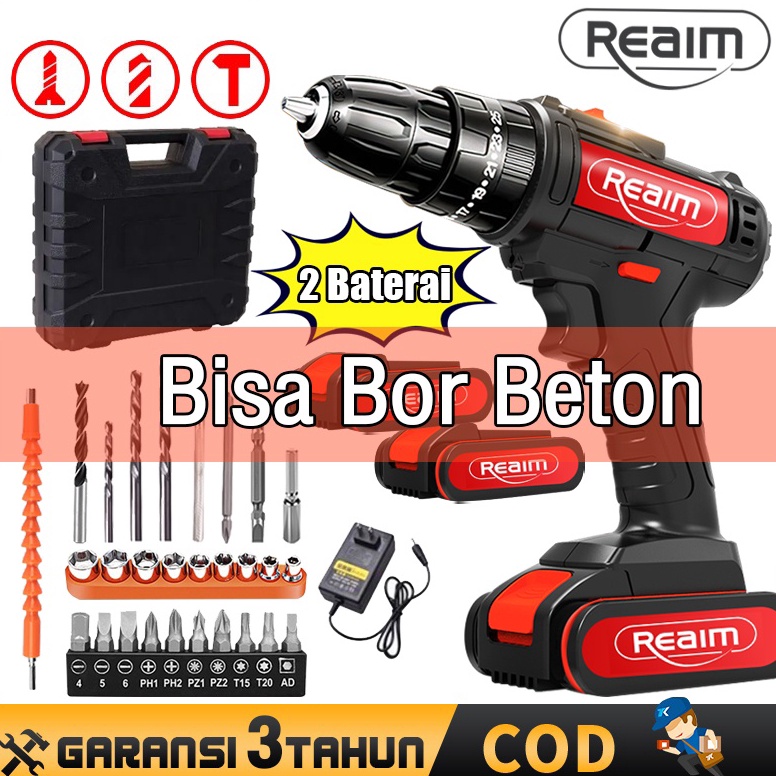 PromotionOo5O9 Reaim 108V 3 sistem Mesin Bor Baterai Tangan Cordless Drill Battery impact drill Cord