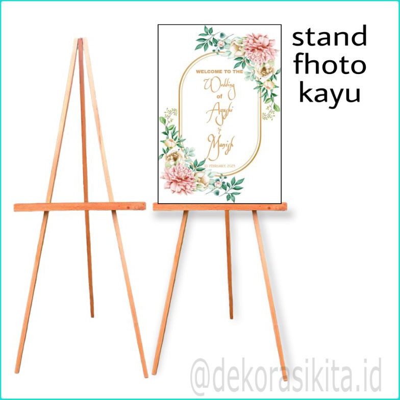 83 Stand foto kayu /standing akrilik / Stand foto wedding / Stand foto dekorasi Serba Murah