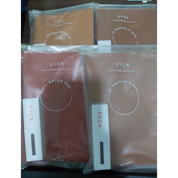 Syca Lip Tint lengkap warna 4 caramel beige / wrapped in nude
