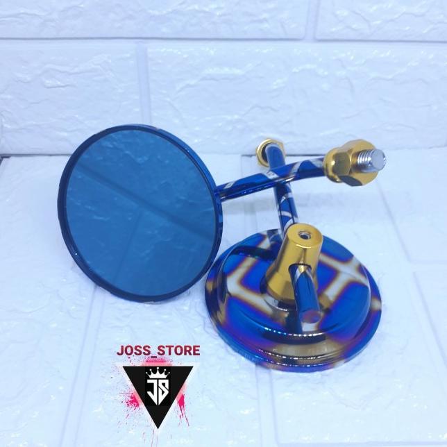 Spion Bulat Variasi Motor 2 Warna Twotone Blue Gold X Import