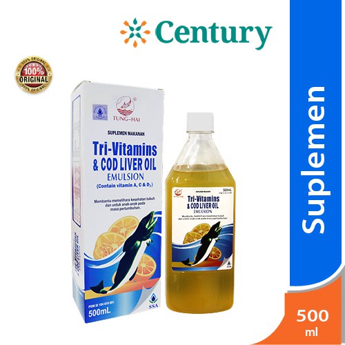 Tung-Hai Tri Vitamin & COD Liver Oil Emulsion 500ml/vitamin daya tahan tubuh/anak/minyak hati ikan