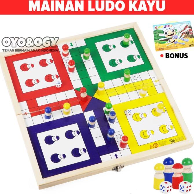promo Ludo Kayu Pinus Besar Mainan Anak Papan Permainan Keluarga Game Family ready stock