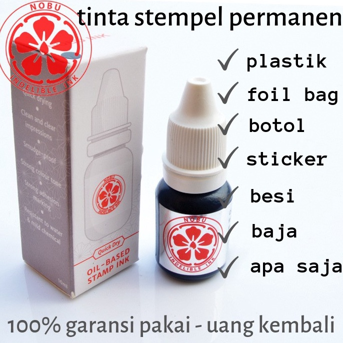 

Stock banyak Tinta stempel permanen expired date - kode produksi ke plastik kemasan, foil bag, sticker | Nobu Ink 63