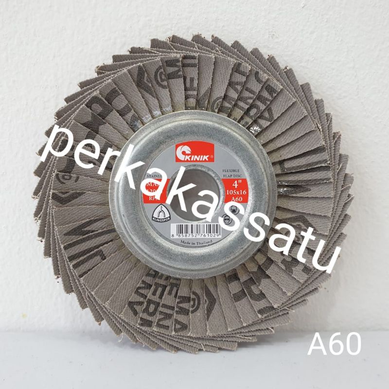 FLAP DISC 4" INCH KINIK KLINGSPOR A60 AMPLAS SUSUN STAINLESS STEEL