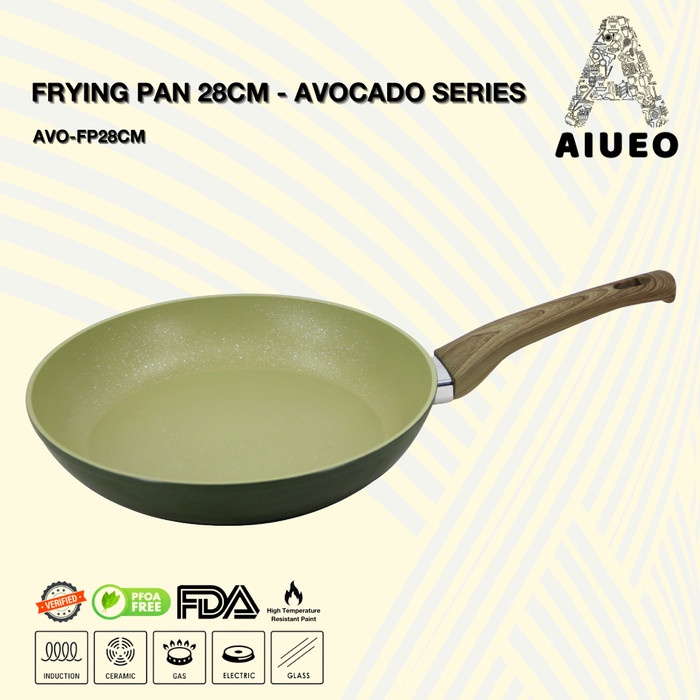 Alat Memasak Aiueo Avocado Series Frying Pan Anti Lengket Marble Serbaguna