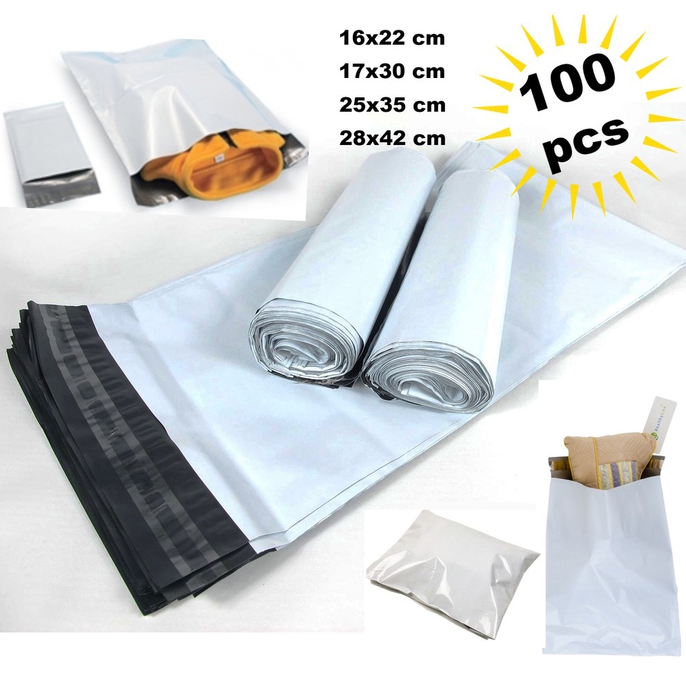 

Miliki Sekarang TERMURAH 25x35cm PUTIH polymailer import TEBAL packing bag plastik online shop olshop amplop plastik 87