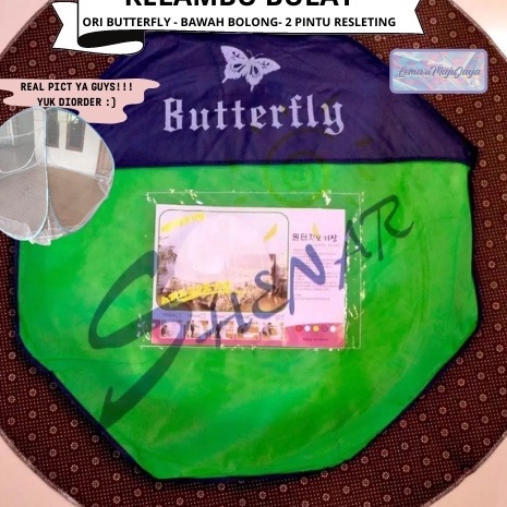 ★★★ TUv KELAMBU BUTTERFLY 100% ORI / Kelambu Tempat Tidur Dewasa Portable 2 Pintu Resleting Bawah Bo