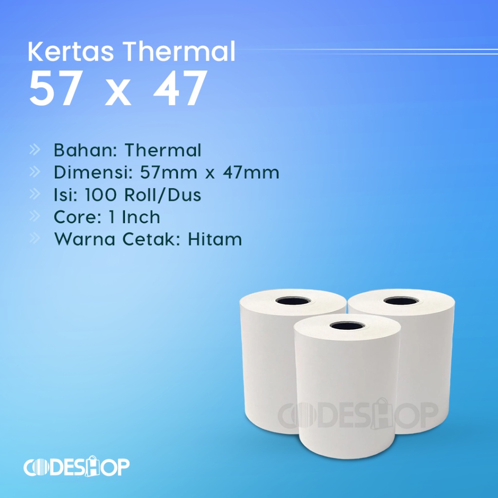 

1 Slop - Kertas Struk Kasir Thermal CODESHOP 58 x 48 mm