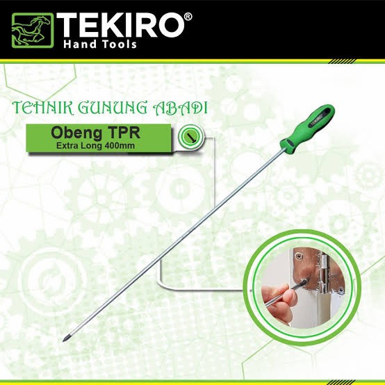Terlaris Obengku Obeng Gagang Tpr Panjang (+) Plus Ph1 X 400 Mm Tekiro ( Anti Selip )