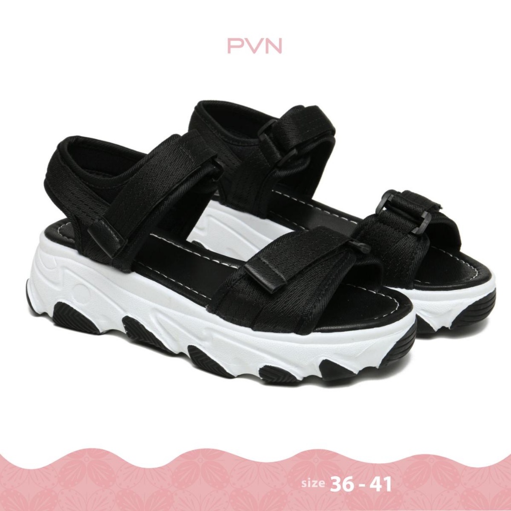 PVN Micha Sandal Wanita Black Cream Lilac 241