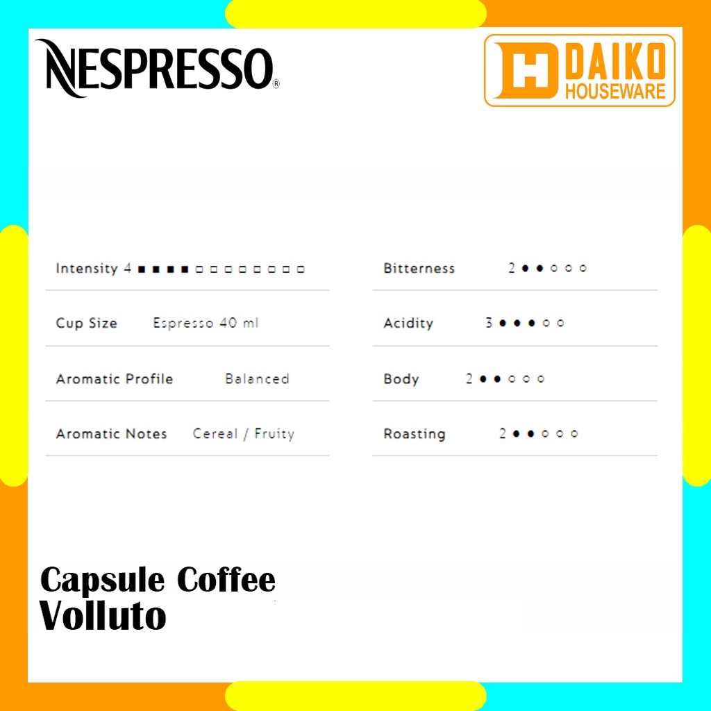 

Capsule Nespresso Volluto Nestle 1 Pa - Coffee Espresso Kopi Kapsul Expired Panjang