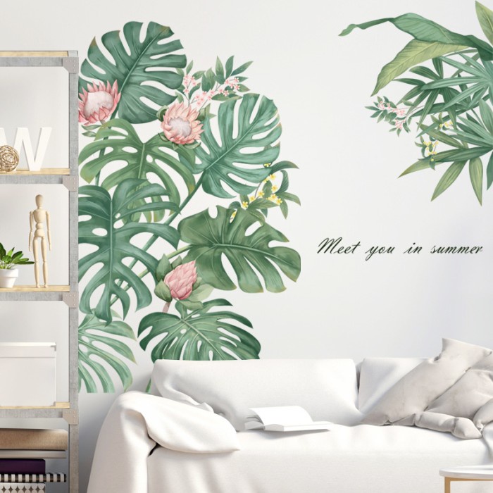 [Wall] Wall Stiker Dinding Wallpaper Motif Daun Mostera Besar Wall Sticker [Lucu]